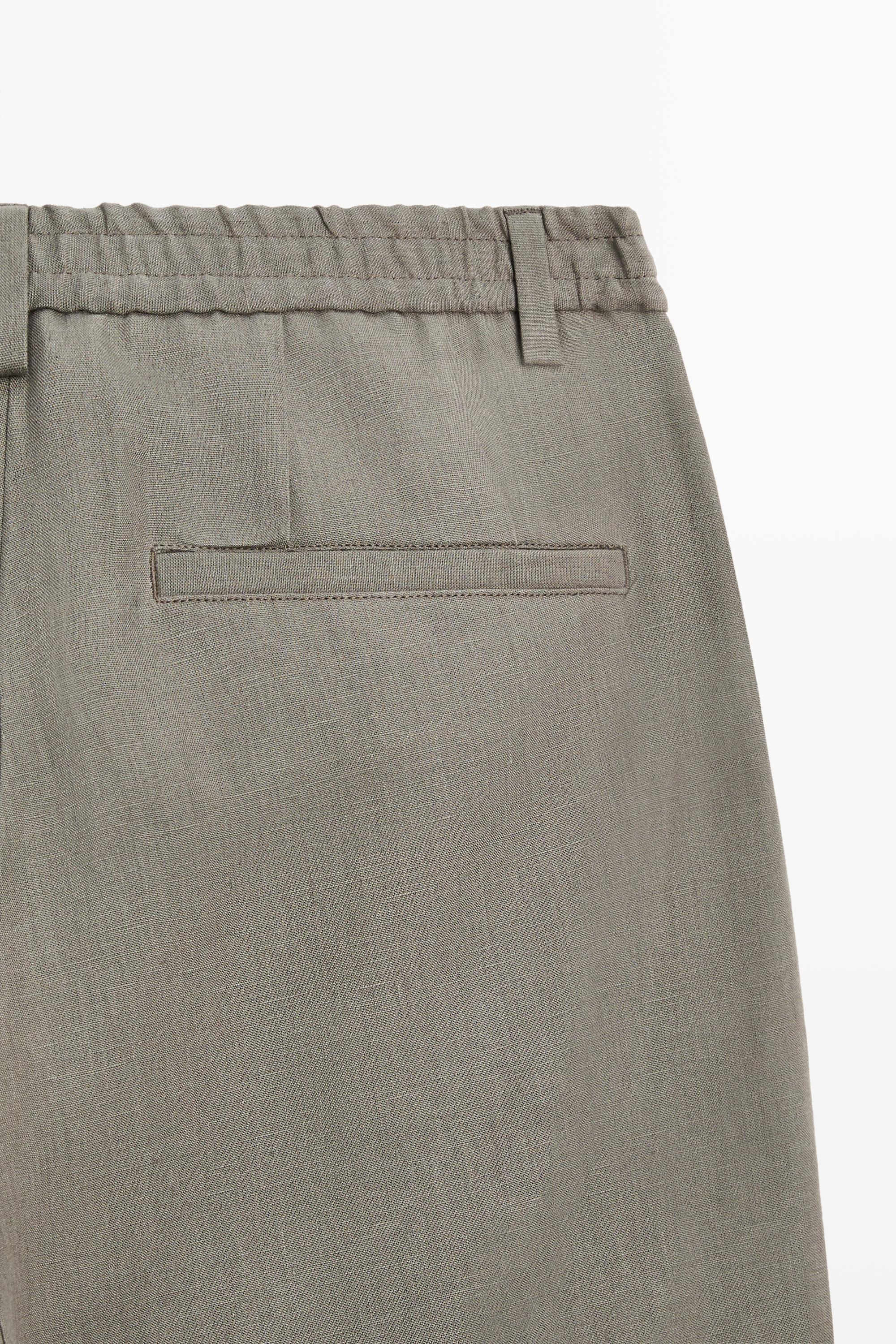 100% linen straight-leg trousers